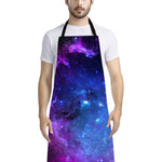 Purple Galaxy Space Blue Starfield Print Bib Apron With Pocket