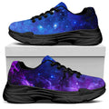 Purple Galaxy Space Blue Starfield Print Black Chunky Shoes