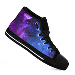 Purple Galaxy Space Blue Starfield Print Black High Top Sneakers