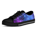 Purple Galaxy Space Blue Starfield Print Black Low Top Sneakers
