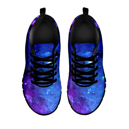 Purple Galaxy Space Blue Starfield Print Black Running Shoes
