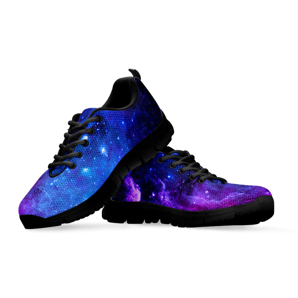 Purple Galaxy Space Blue Starfield Print Black Running Shoes