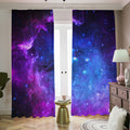 Purple Galaxy Space Blue Starfield Print Dimout Pencil Pleat Curtains