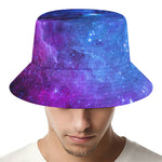 Purple Galaxy Space Blue Starfield Print Bucket Hat