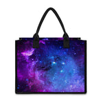 Purple Galaxy Space Blue Starfield Print Canvas Tote Bag