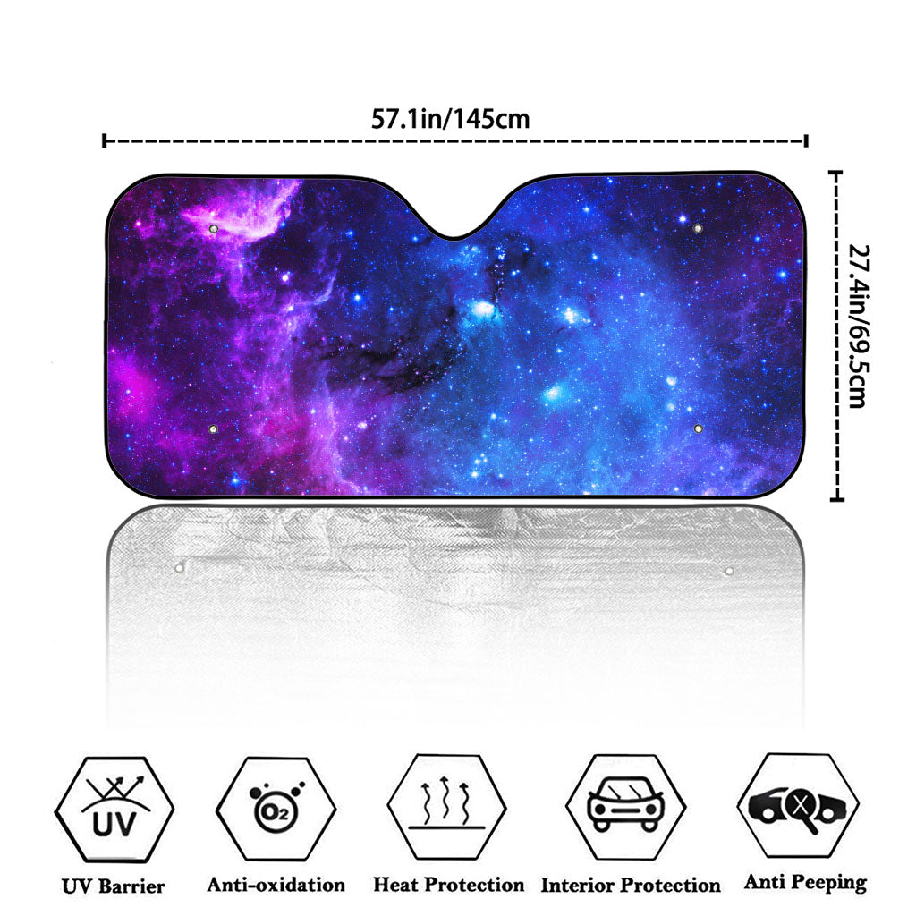 Purple Galaxy Space Blue Starfield Print Car Windshield Sun Shade