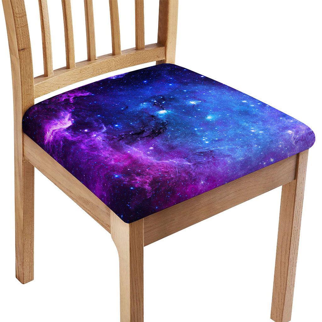 Purple Galaxy Space Blue Starfield Print Chair Cushion Cover