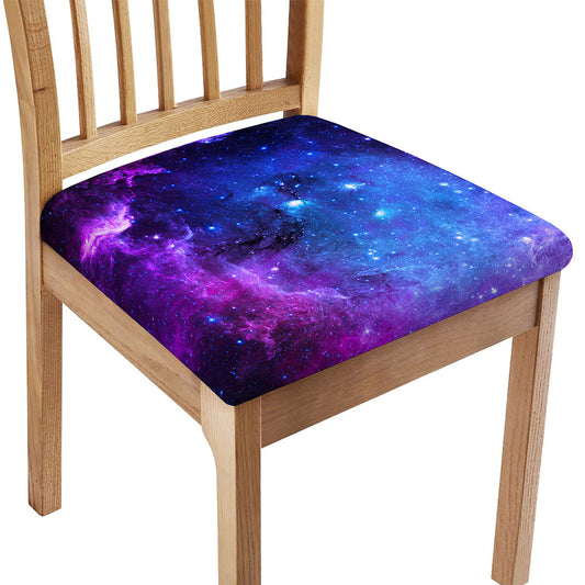 Purple Galaxy Space Blue Starfield Print Chair Cushion Cover