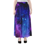 Purple Galaxy Space Blue Starfield Print Chiffon Maxi Skirt