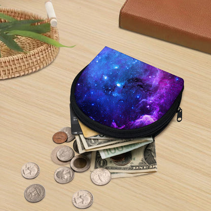 Purple Galaxy Space Blue Starfield Print Coin Purse