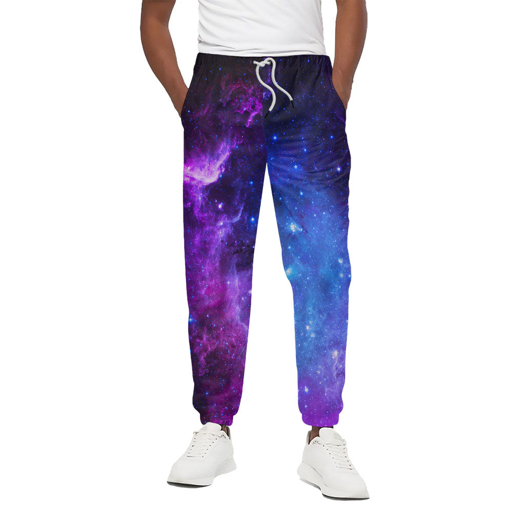 Purple Galaxy Space Blue Starfield Print Cotton Pants