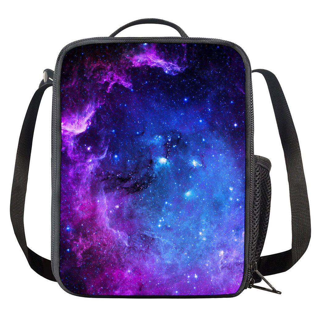 Purple Galaxy Space Blue Starfield Print Crossbody Lunch Bag