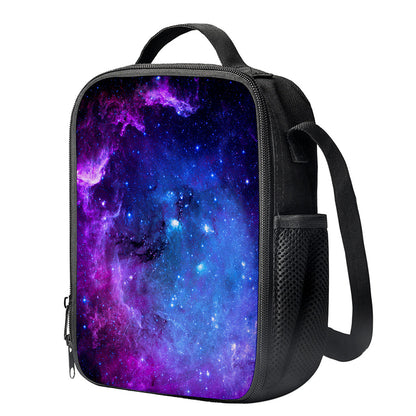 Purple Galaxy Space Blue Starfield Print Crossbody Lunch Bag