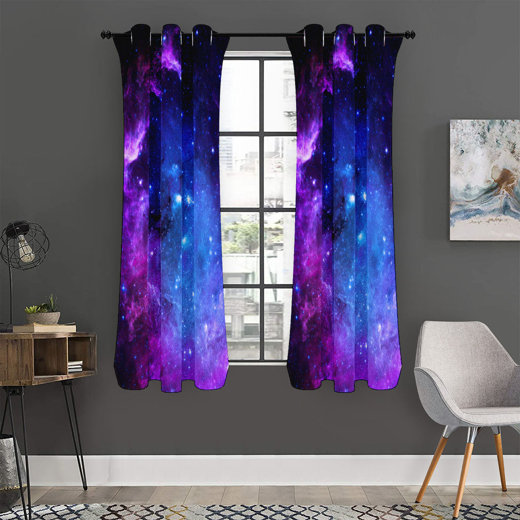 Purple Galaxy Space Blue Starfield Print Curtain