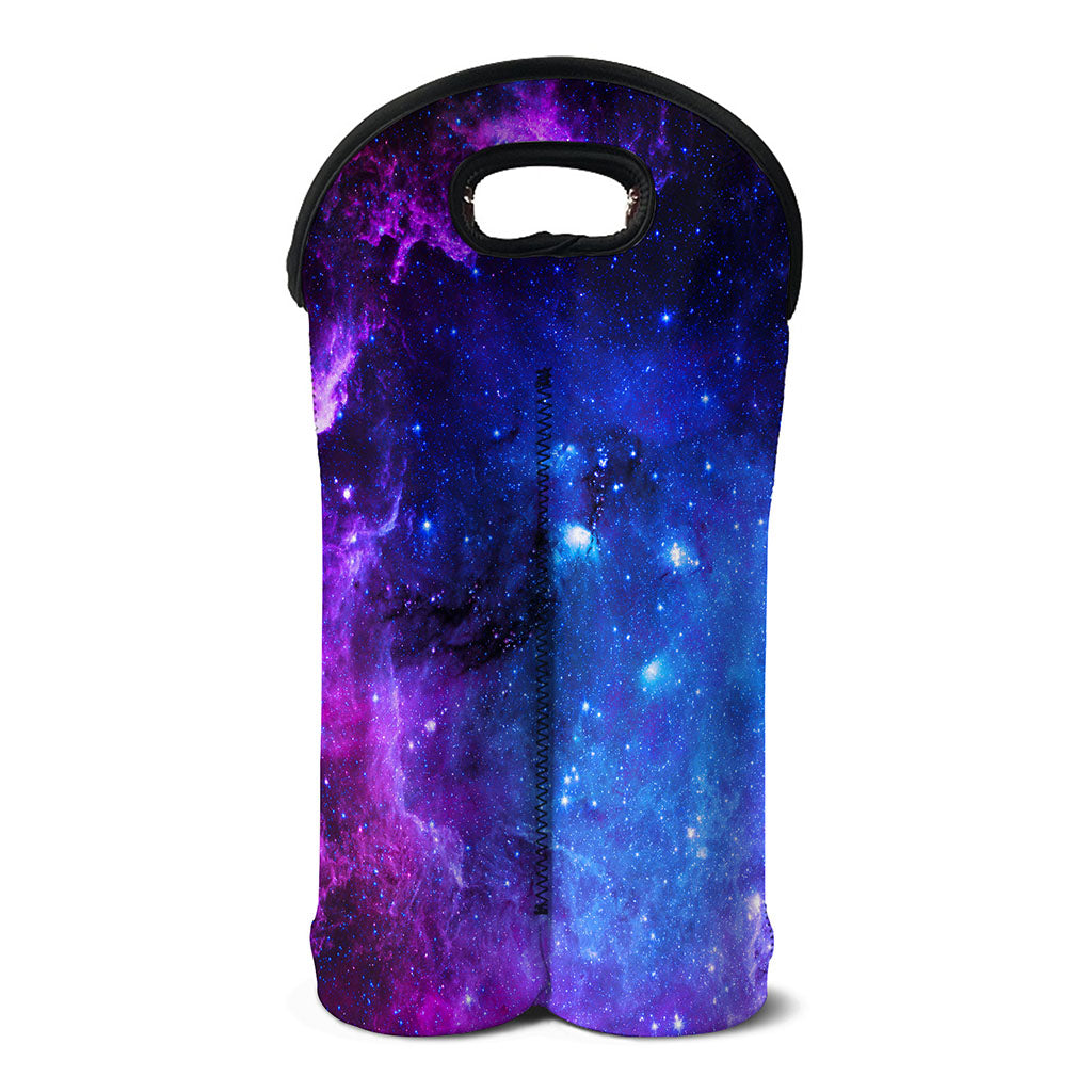 Purple Galaxy Space Blue Starfield Print Double Neoprene Wine Tote