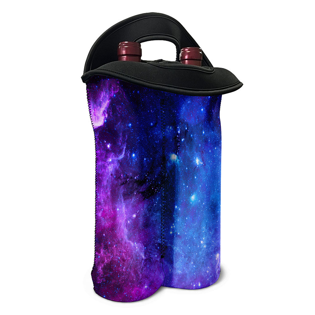 Purple Galaxy Space Blue Starfield Print Double Neoprene Wine Tote