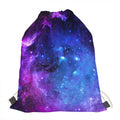 Purple Galaxy Space Blue Starfield Print Drawstring Bag