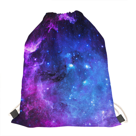 Purple Galaxy Space Blue Starfield Print Drawstring Bag
