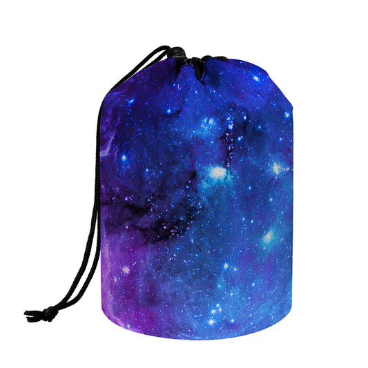 Purple Galaxy Space Blue Starfield Print Drawstring Makeup Bag