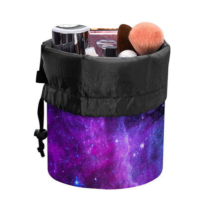 Purple Galaxy Space Blue Starfield Print Drawstring Makeup Bag