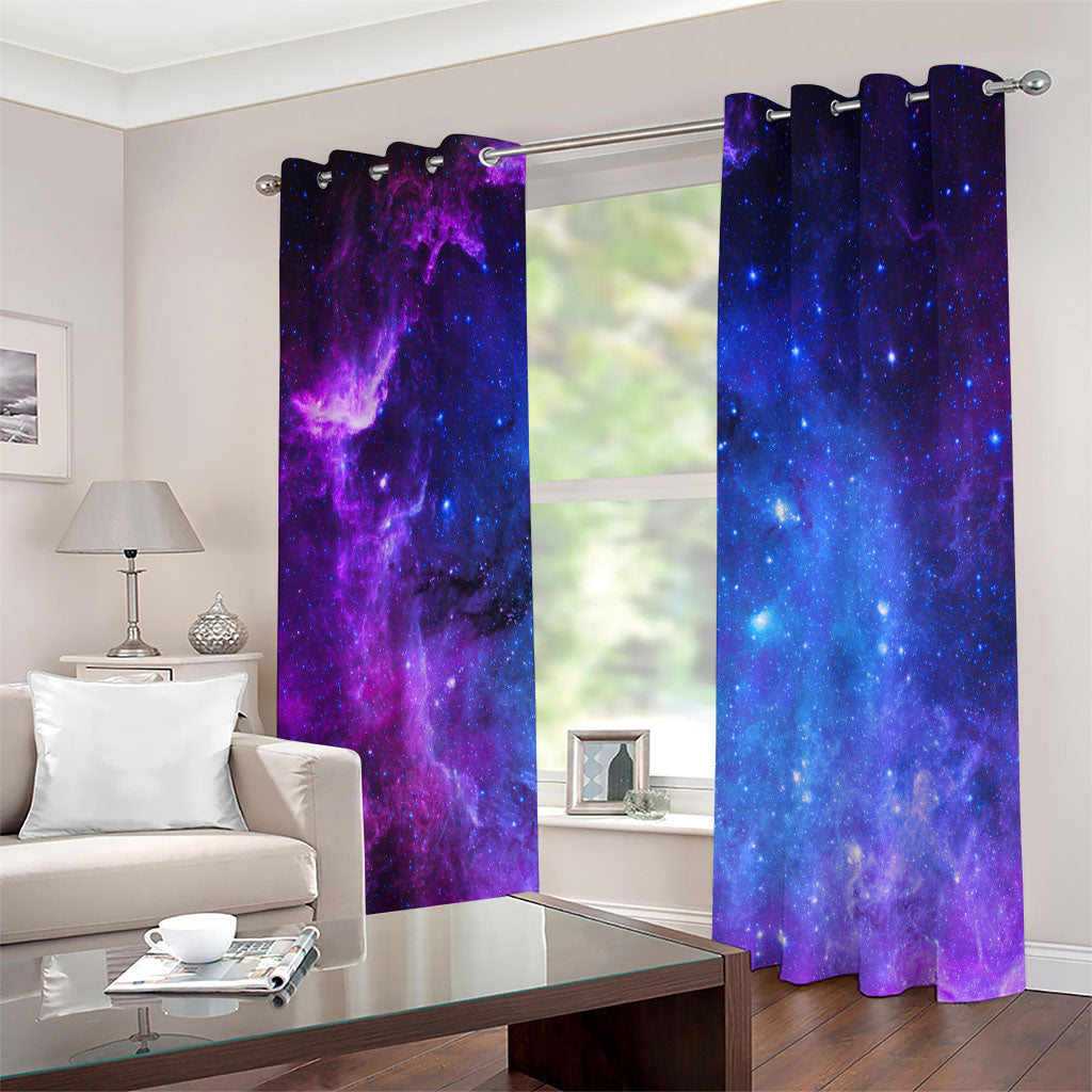 Purple Galaxy Space Blue Starfield Print Extra Wide Grommet Curtains
