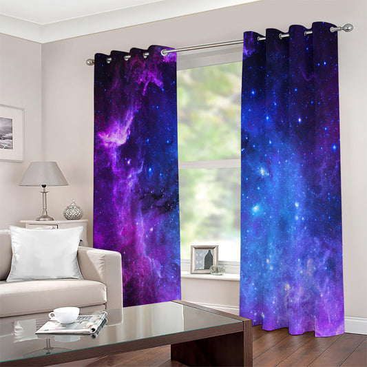 Purple Galaxy Space Blue Starfield Print Extra Wide Grommet Curtains