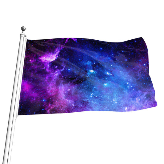 Purple Galaxy Space Blue Starfield Print Flag