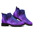 Purple Galaxy Space Blue Starfield Print Flat Ankle Boots