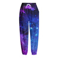 Purple Galaxy Space Blue Starfield Print Fleece Lined Knit Pants