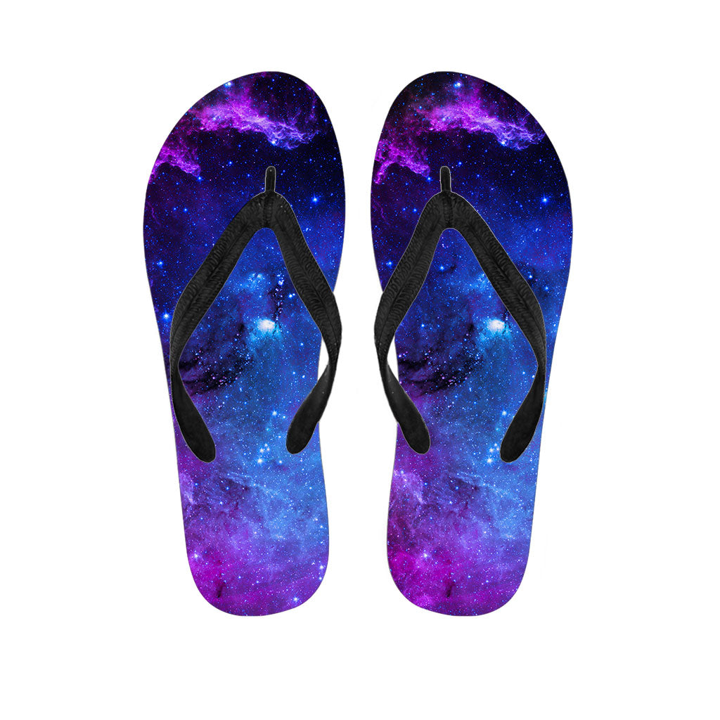 Purple Galaxy Space Blue Starfield Print Flip Flops