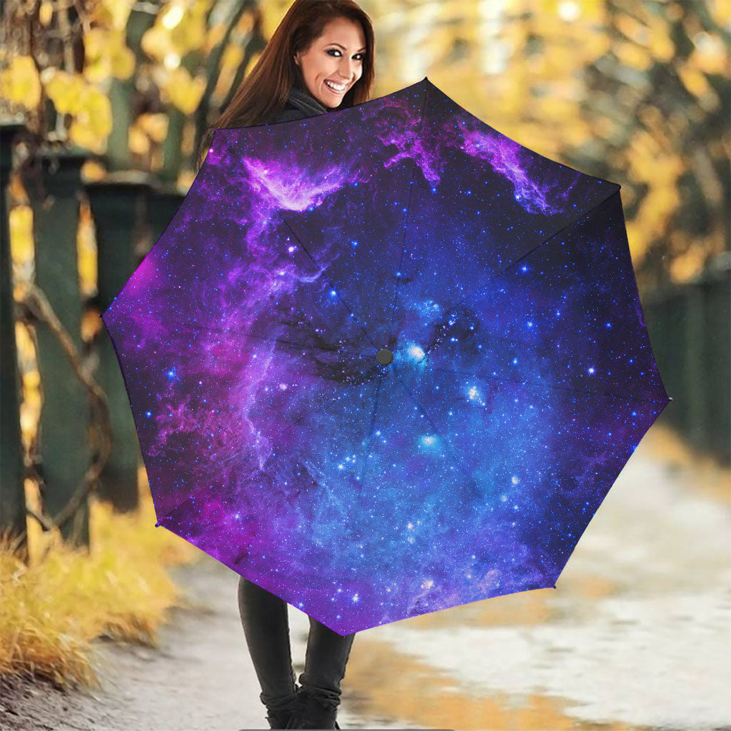 Purple Galaxy Space Blue Starfield Print Foldable Umbrella