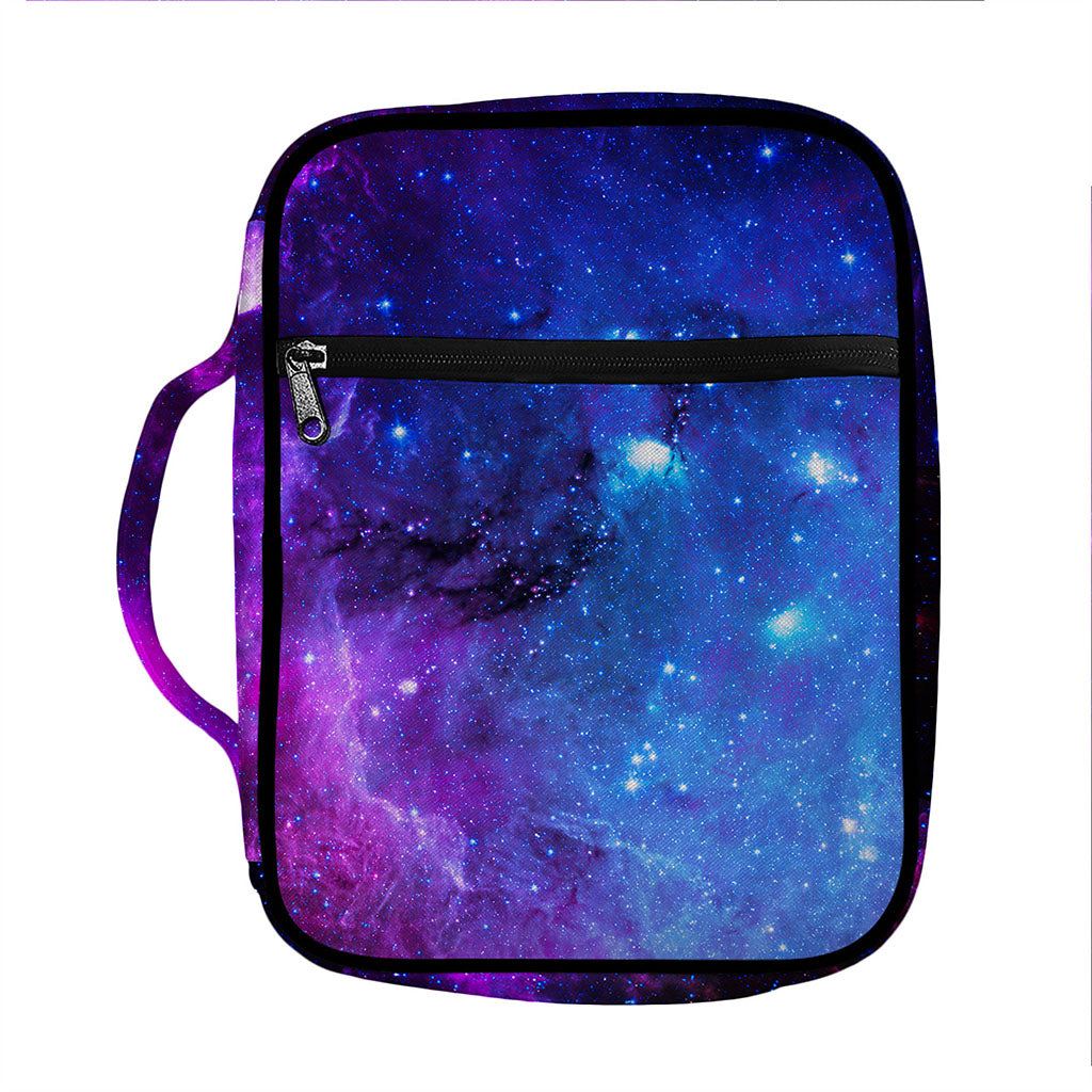 Purple Galaxy Space Blue Starfield Print Front Pocket Bible Bag