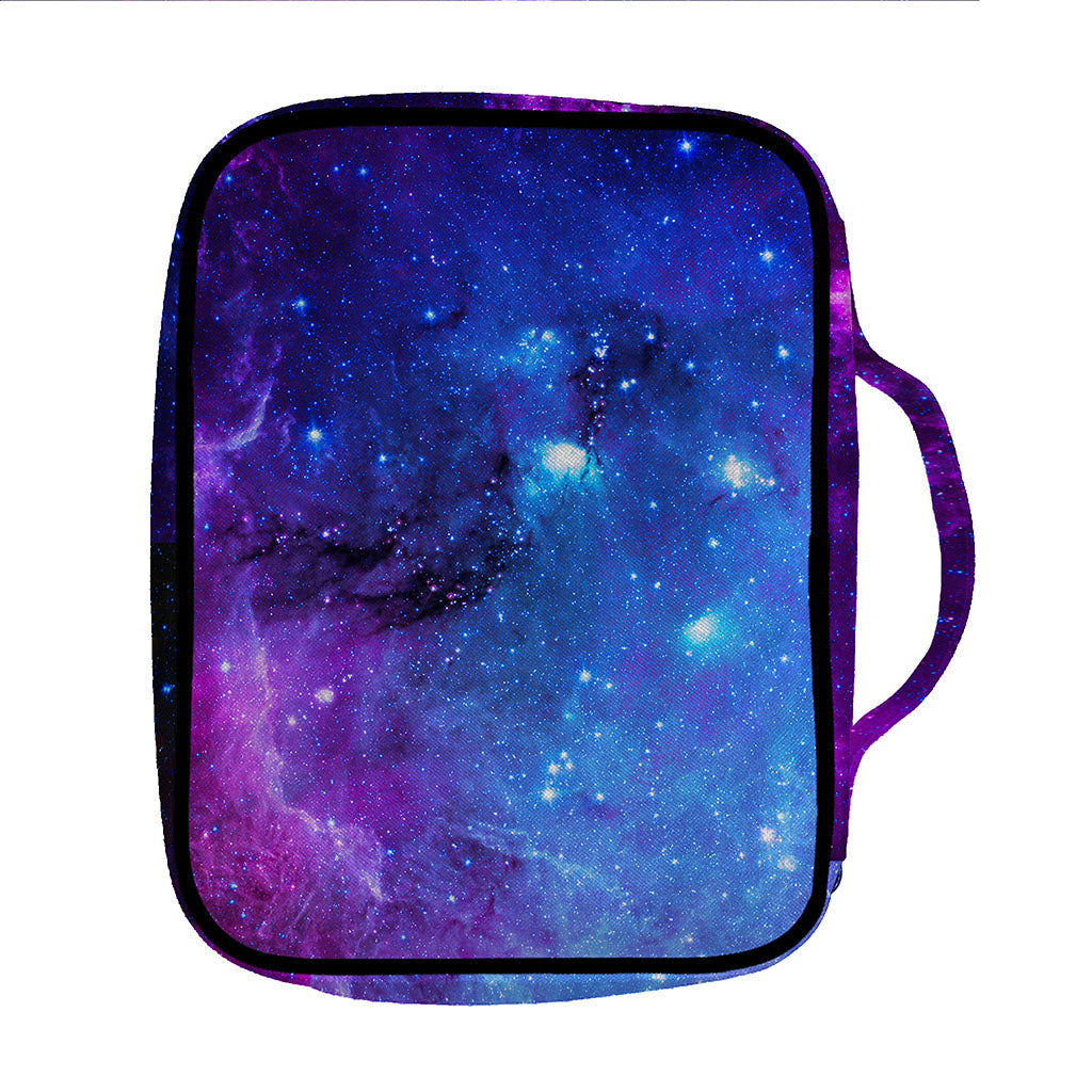Purple Galaxy Space Blue Starfield Print Front Pocket Bible Bag