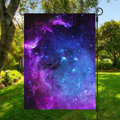 Purple Galaxy Space Blue Starfield Print Garden Flag