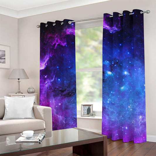Purple Galaxy Space Blue Starfield Print Grommet Curtains