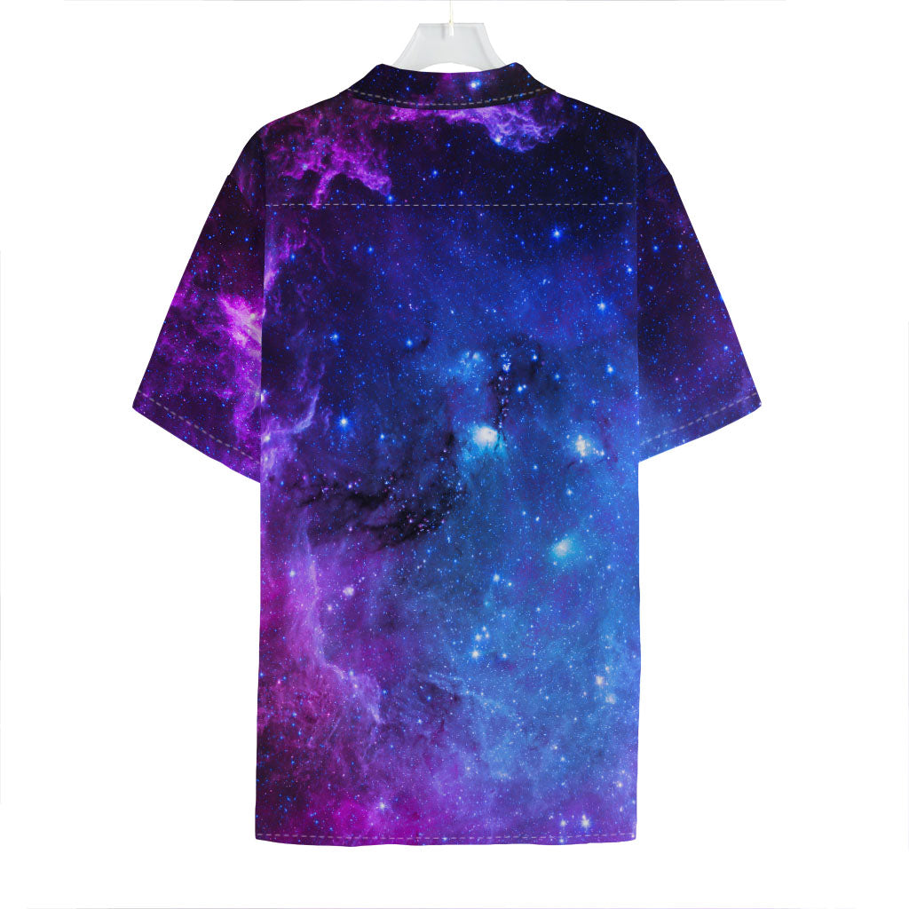 Purple Galaxy Space Blue Starfield Print Hawaiian Shirt