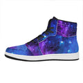 Purple Galaxy Space Blue Starfield Print High Top Leather Sneakers