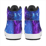 Purple Galaxy Space Blue Starfield Print High Top Leather Sneakers