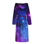 Purple Galaxy Space Blue Starfield Print Hooded Bathrobe