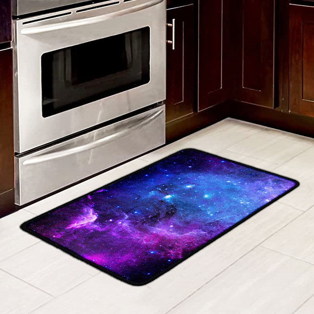 Purple Galaxy Space Blue Starfield Print Kitchen Mat