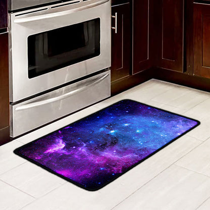 Purple Galaxy Space Blue Starfield Print Kitchen Mat
