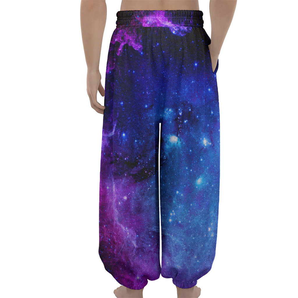 Purple Galaxy Space Blue Starfield Print Lantern Pants