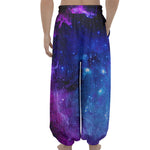 Purple Galaxy Space Blue Starfield Print Lantern Pants