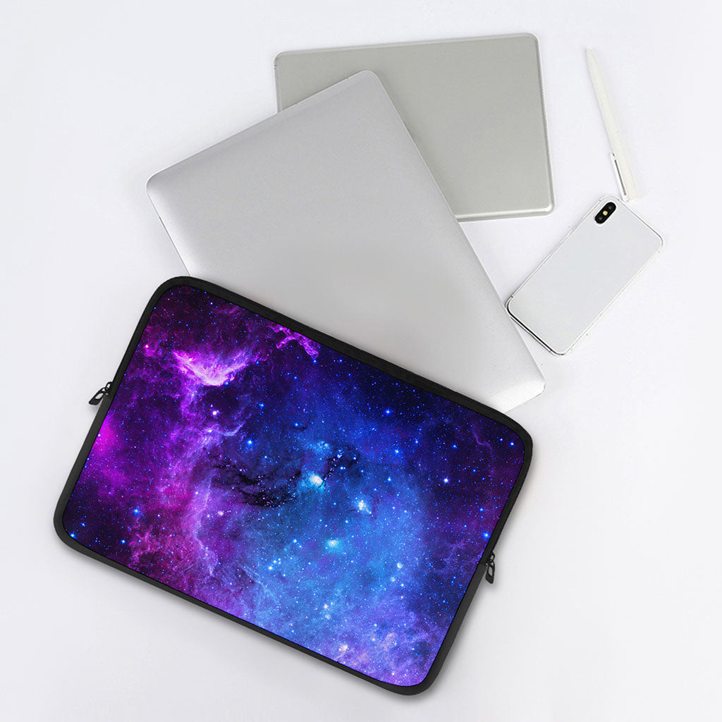 Purple Galaxy Space Blue Starfield Print Laptop Sleeve