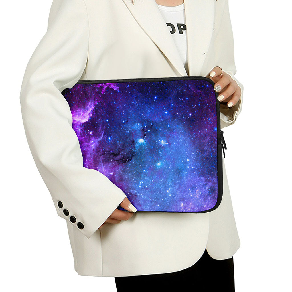 Purple Galaxy Space Blue Starfield Print Laptop Sleeve