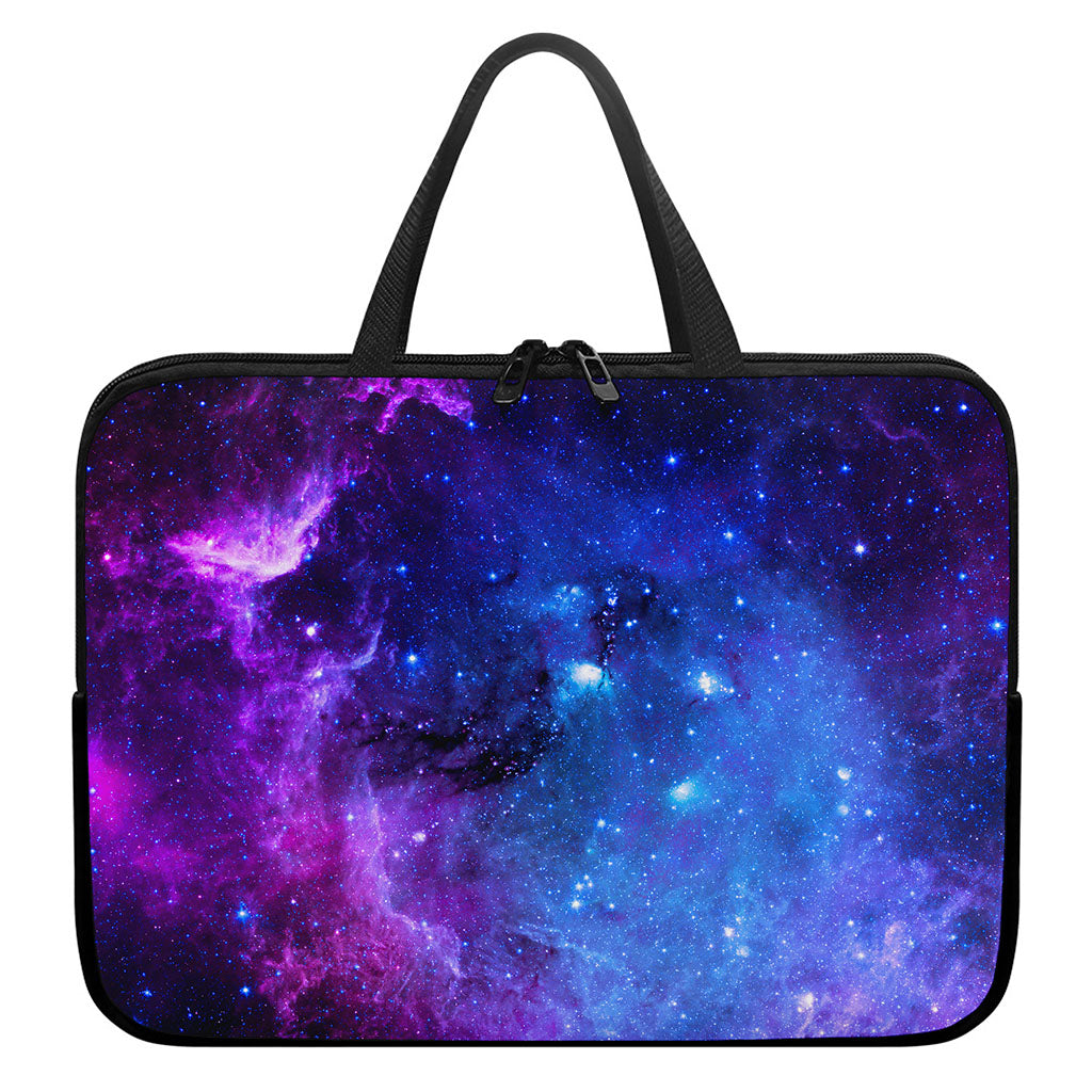 Purple Galaxy Space Blue Starfield Print Laptop Sleeve With Handle