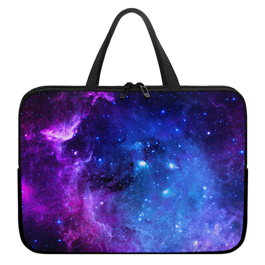 Purple Galaxy Space Blue Starfield Print Laptop Sleeve With Handle