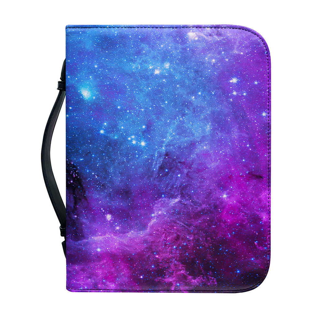 Purple Galaxy Space Blue Starfield Print Leather Bible Cover