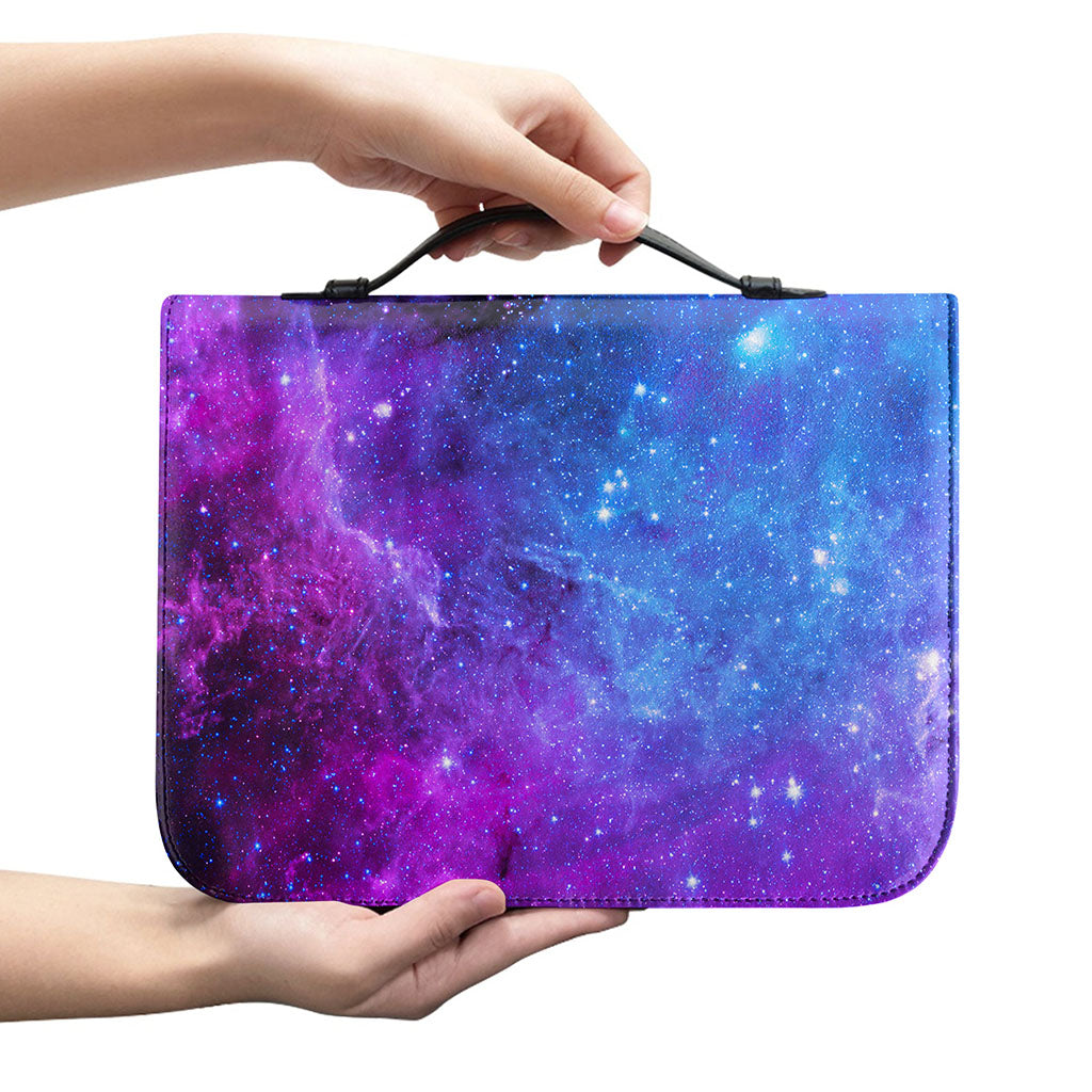 Purple Galaxy Space Blue Starfield Print Leather Bible Cover