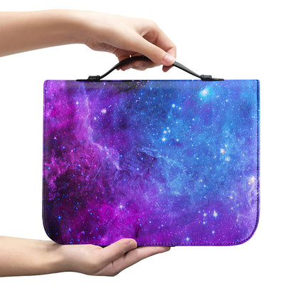 Purple Galaxy Space Blue Starfield Print Leather Bible Cover